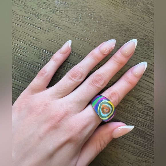 Vintage Lucite Plastic Acrylic Psychedelic Ring - Picture 4 of 6